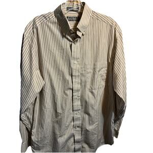 Daniel Cremieux Men’s M Brown Striped Long sleeve button Up cotton shirt